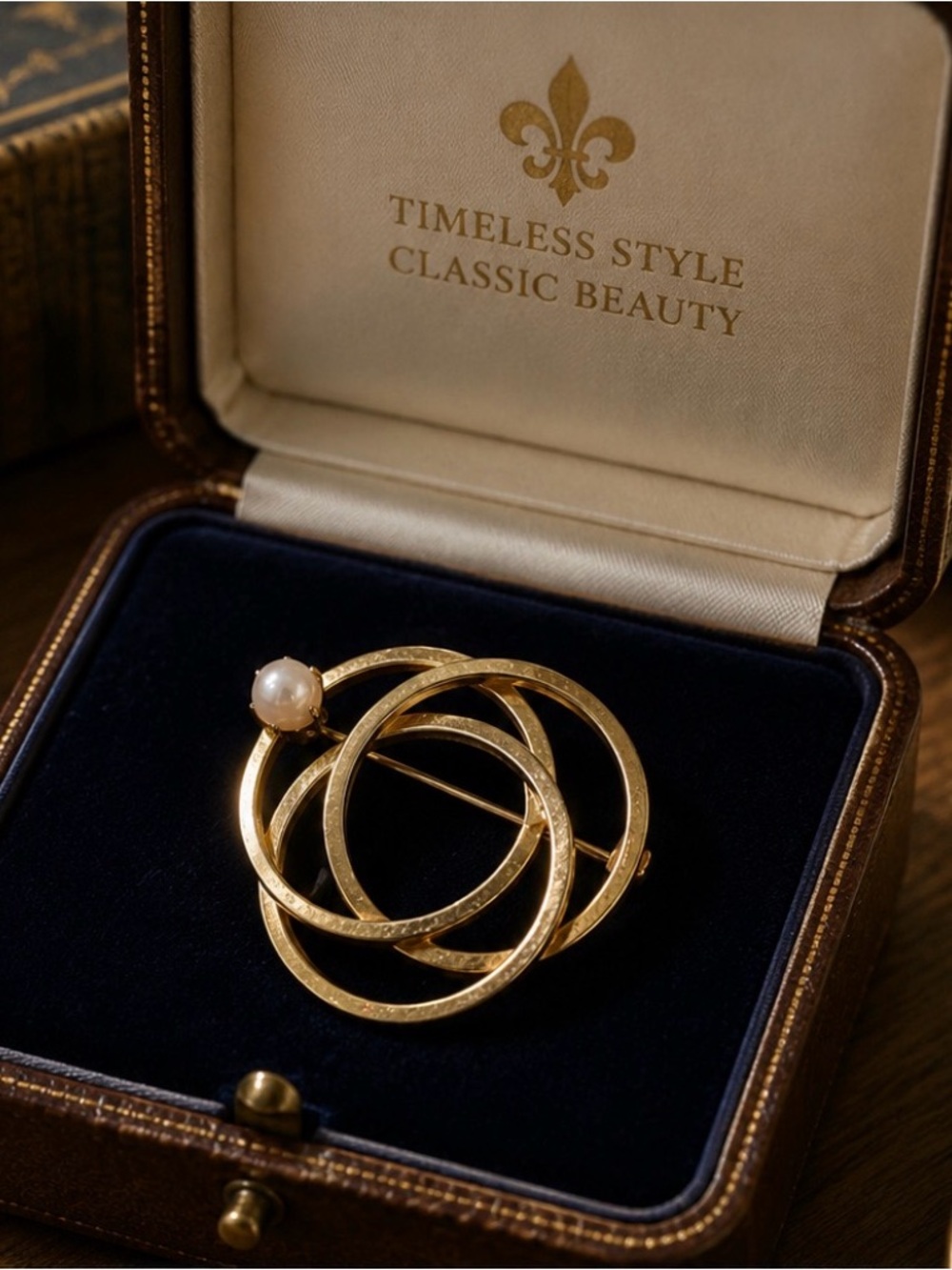 Elegant Gold Swirl Brooch with Real Pearl Accent - Women Jewelry